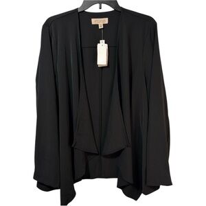 Philosophy Cardigan Black Open Front Waterfall Hem 3/4‎ Sleeve in Size 1X  NWT